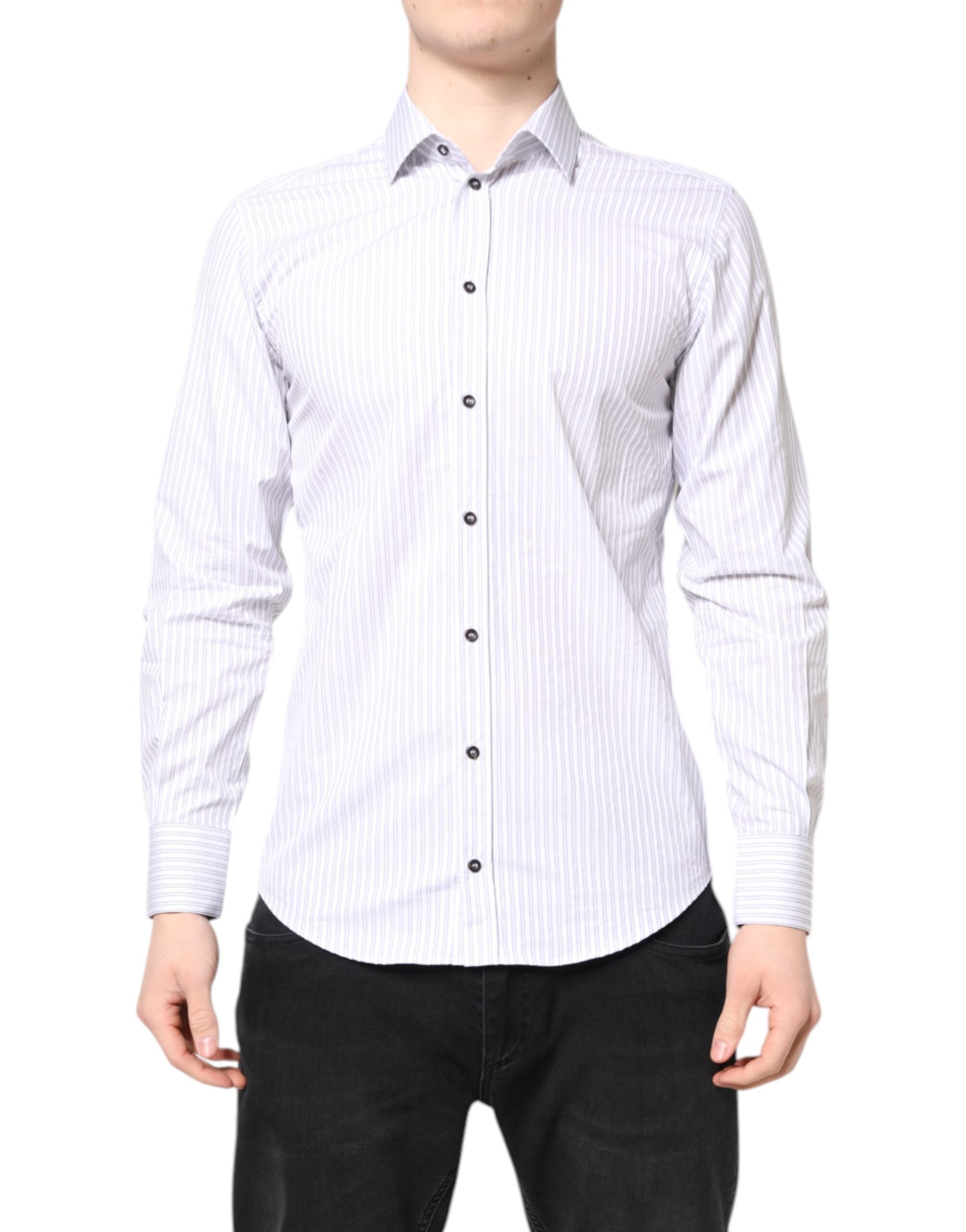 Dolce & Gabbana White striped MARTINI men's cotton shirt
